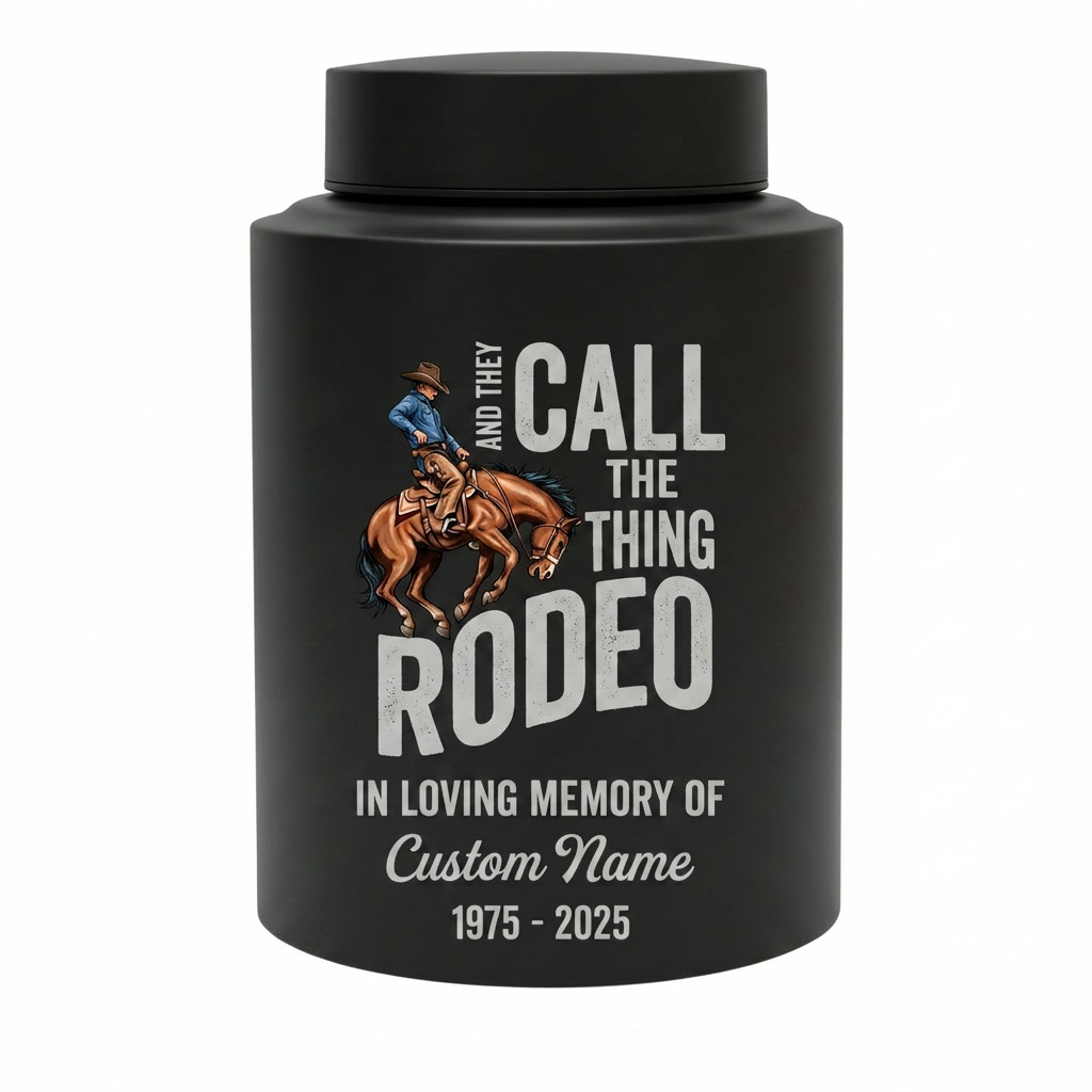 Personalized Western Cowboy Rodeo Bucking Bronco Stainless Steel Urn for Adult Human Ashes Father Husband Funeral Tribute Large Small Memorial Keepsake Urn, Memorial Gift, In Loving Memory - Image 11