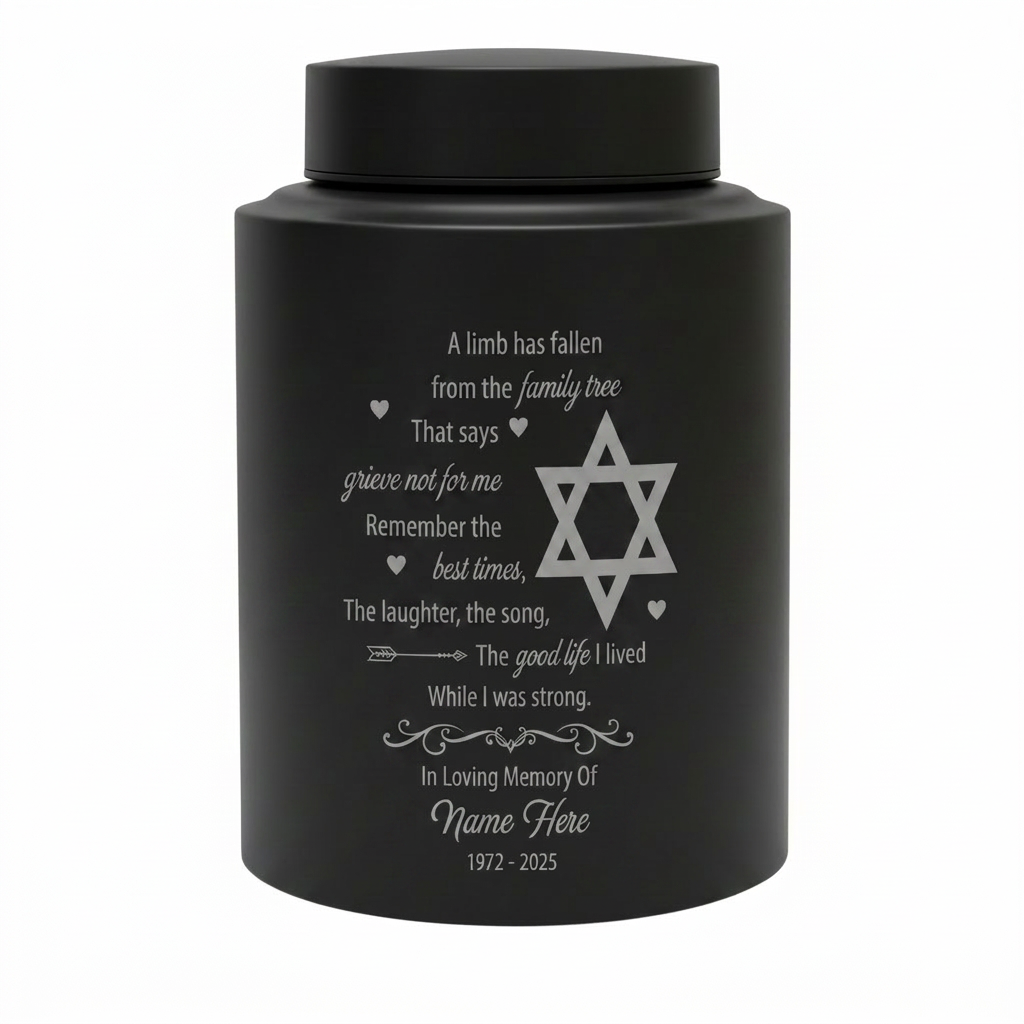 Personalized Tree of Life Jewish Star of David UV Printed Stainless Steel Urn Loss of Loved One Judaism Bereavement Tribute Large 7.5in Memorial Keepsake Urn, Memorial Gift, In Loving Memory - Image 11
