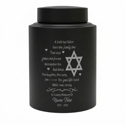 Personalized Tree of Life Jewish Star of David UV Printed Stainless Steel Urn Loss of Loved One Judaism Bereavement Tribute Large 7.5in Memorial Keepsake Urn, Memorial Gift, In Loving Memory - Image 11