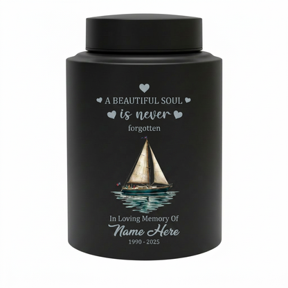 Personalized Sail Boat Stainless Steel Cremation Urn for Adult Male Female Dad Mom Large 7.5x5.1 Small 5.9x3.9 Silver Black Gold Red Memorial Keepsake Urn, Memorial Gift, In Loving Memory - Image 11