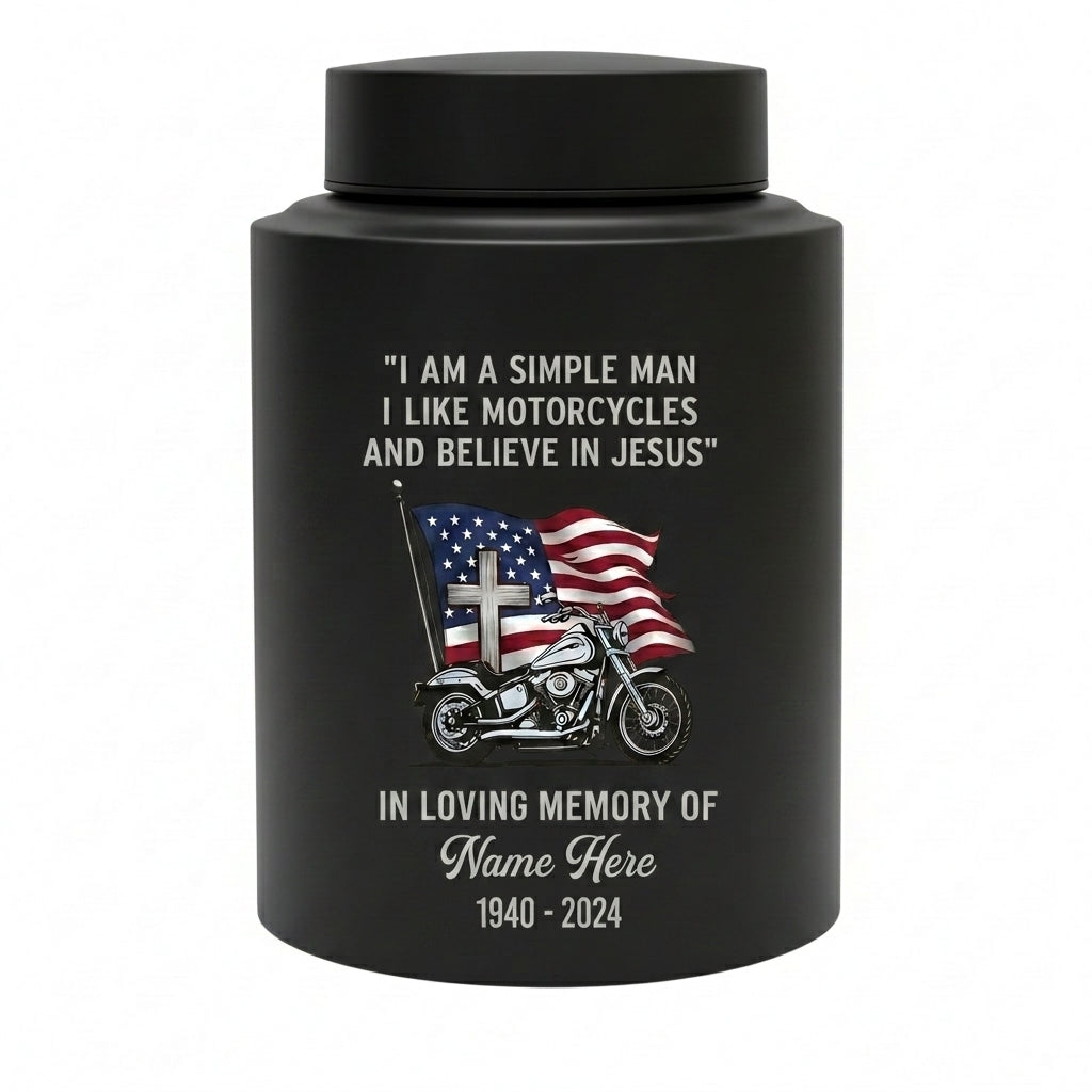 Personalized Motorcycle Riding in Heaven Large Stainless Steel UV Print For Dad Adult Male Biker Christian Cremation Ash Holder Memorial Keepsake Urn, Memorial Gift, In Loving Memory - Image 11