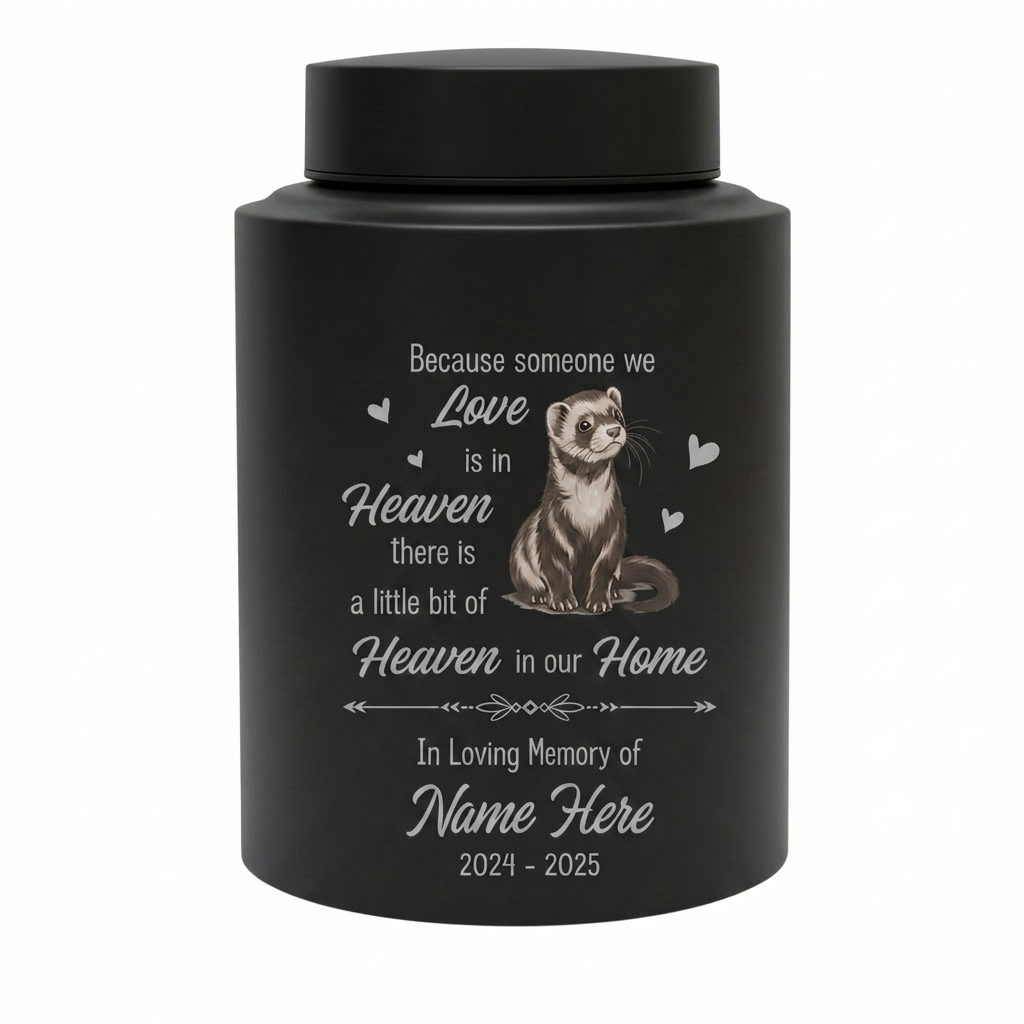 Personalized Ferret Heaven in Our Home Pet Urn Stainless Steel Animal Ashes Loss of Pet Sympathy Bereavement Present Two Sizes Silver Black Memorial Keepsake Urn, Memorial Gift, In Loving Memory - Image 11
