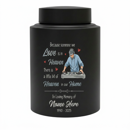 Personalized DJ Because Someone We Love Is In Heaven Stainless Steel Urn Sympathy Loss of Loved One Adult Ashes Bereavement 4 Color Large Memorial Keepsake Urn, Memorial Gift, In Loving Memory - Image 11