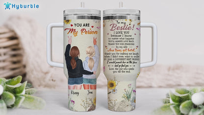 Best Friend Tumbler 40oz with Handle & Straw – Personalized Stainless Steel Insulated Cup with Lid – Unique Birthday Gift for Besties