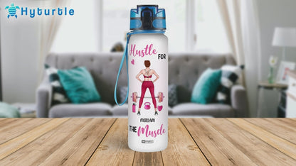 Fitness Gym Theme Water Bottle Tracker 32oz – Personalized Motivational Bottle with Time Marker – Stylish Gift for Gym Lovers