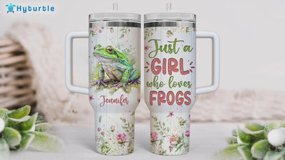 Frog Garden Tumbler 40oz – Personalized Stainless Steel Insulated Cup with Handle & Straw – Fun Gift for Frog Lovers