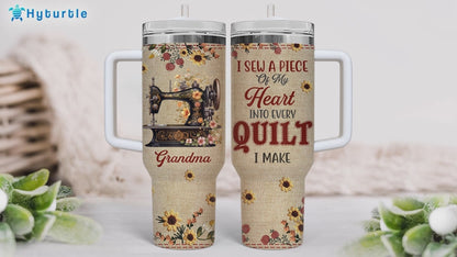 Quilting & Sewing Tumbler 40oz with Handle & Straw – Personalized Stainless Steel Insulated Travel Cup with Lid – Creative Gift for Quilters & Sewing Lovers