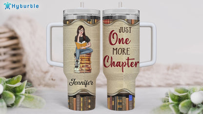 Book Lover Reading Tumbler 40oz with Handle & Straw – Personalized Stainless Steel Travel Cup with Lid – Unique Gift for Readers