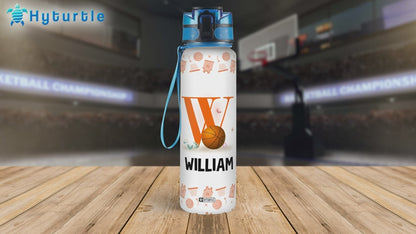 Basketball Floral Pattern - Personalized Water Tracker Bottle 32oz