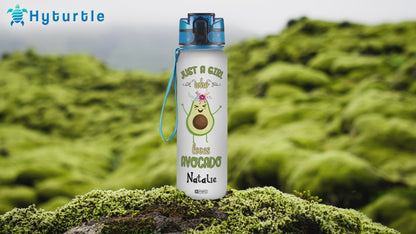 Just A Girl Who Loves Avocado - Personalized Water Tracker Bottle 32oz